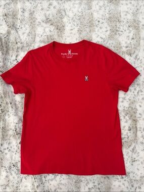 Psycho Bunny Bold Red Crewneck Tee with Logo